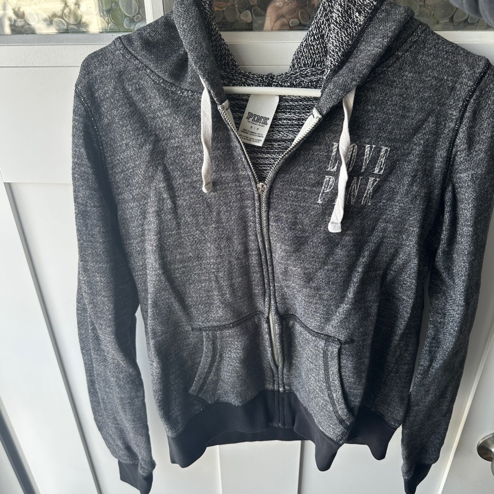 PINK Victoria's Secret Charcoal Knit Zip-Up